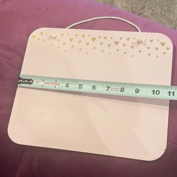 Pink Hanging Sign Gold Hearts Collage Board photo display sticky notes office - Picture 7 of 9